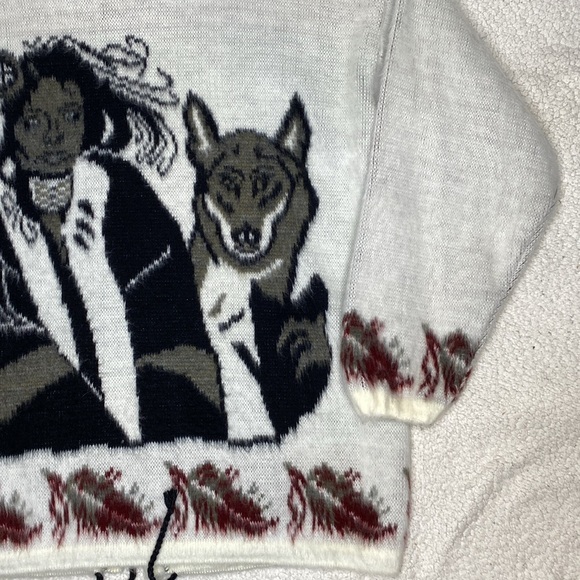 Rumiñahui Wool Incan Woman And Wolf Full Zip Sweater: Size Large - Picture 10 of 12